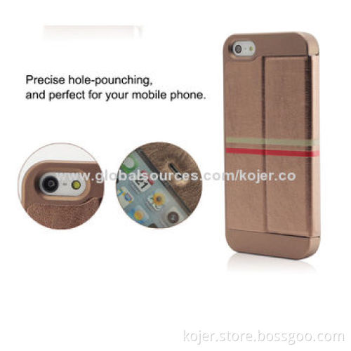 PU leather cases for iphone5, new flip mobile phone cases with window and stand function